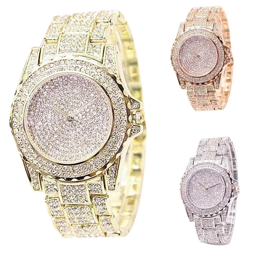 2022 Watch for Women Fashion Rhineston Women Watch Luxury round Quartz Watch Women'S Wristwatch Shinny Crystal Watch Reloj Mujer