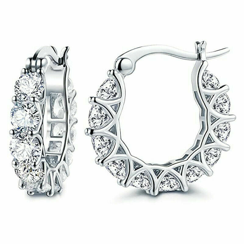 Silver/Gold Plated Hoop Earrings for Women Fashion Cubic Zirconia Lab-Created